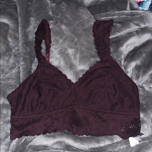 Burgundy Lace Bralette - L